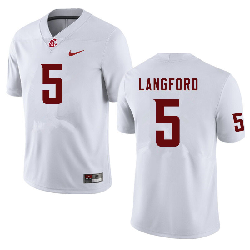 Washington State Cougars #5 Derrick Langford College Football Jerseys Sale-White